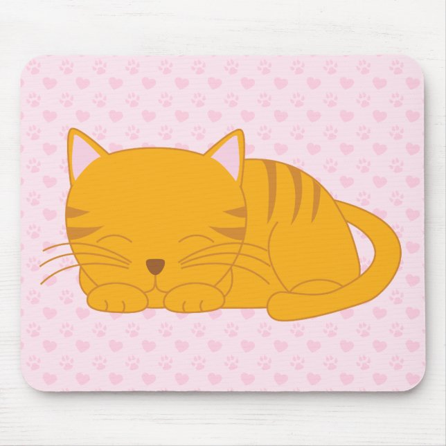 Tapis De Souris Chat Tabby Orange Dormant (Devant)