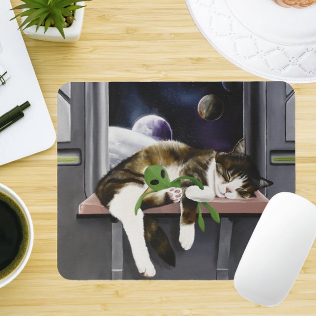 Tapis De Souris Chat tabby vaisseau spatial Peluche d'alien vert S (Créateur téléchargé)