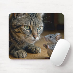 Tapis De Souris Chat Tigre Avec Souris Courageuse