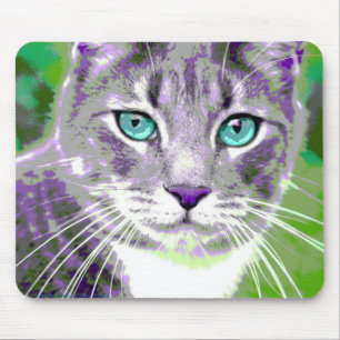 Tapis De Souris Chat tigré gris d'art de bruit