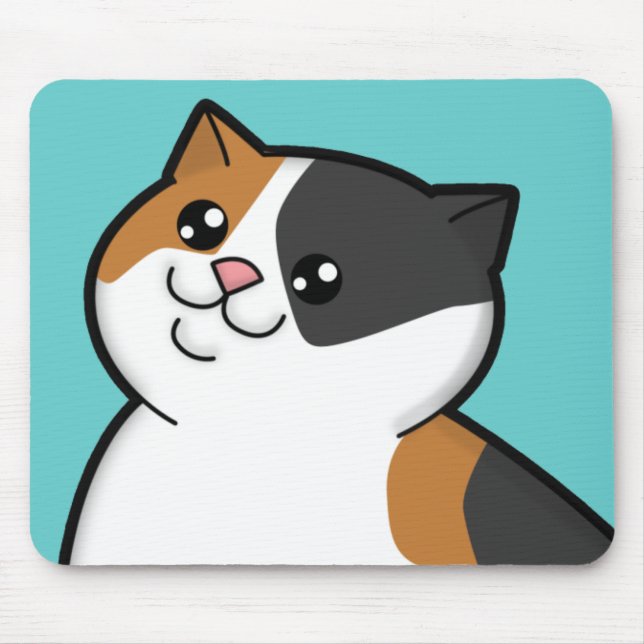 Tapis De Souris Chat tigré Mousepad de gros calicot heureux (Devant)