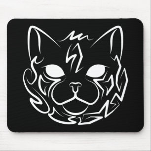 Tapis De Souris Chat tribal noir et blanc
