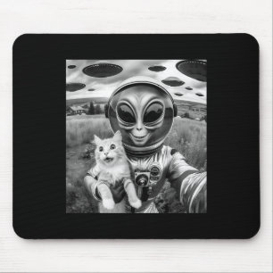 Tapis De Souris Chat Ufo Selfie Chat Alien Enlèvement Drôle Cadeau