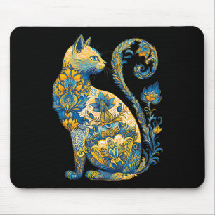 Tapis De Souris Chat ukrainien floral vintage drapeau de l'Ukraine