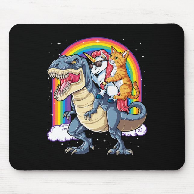 Tapis De Souris Chat Unicorn équitation Dinosaur T Rex Kitten Spa  (Devant)