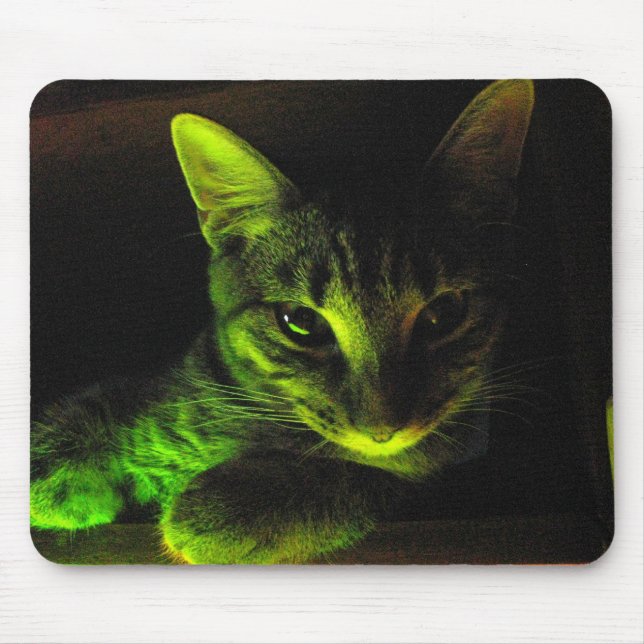 Tapis De Souris Chat vert Mousepad (Devant)