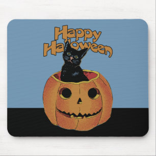 Tapis De Souris Chat vintage dans Jack'o'Lantern