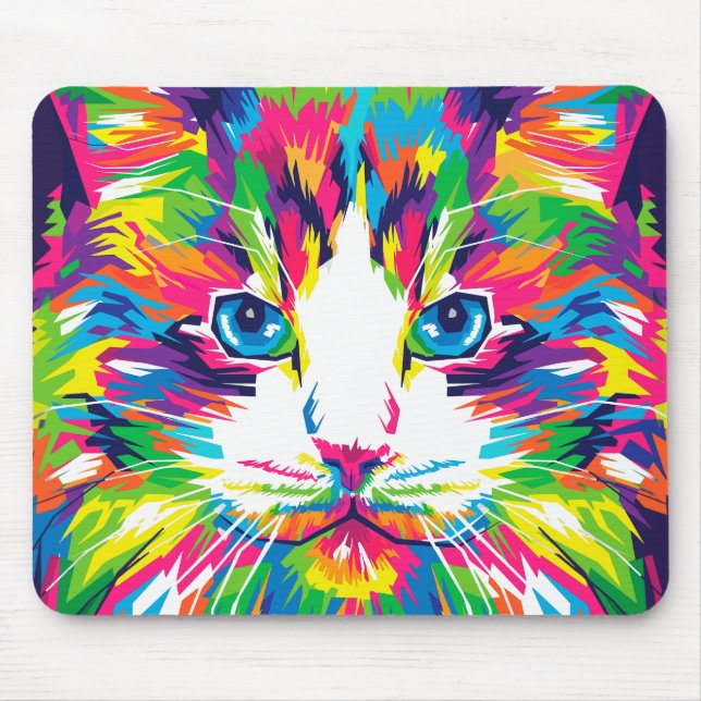 Tapis de souris chat WPAP vibrant (Devant)