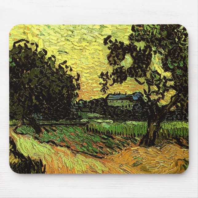 Tapis De Souris Château Auvers Paysage Twilight Van Gogh Fine (Devant)