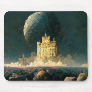 Tapis De Souris Château Aux Bords Du Monde Imaginaire Sci-Fi