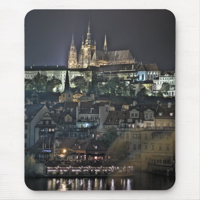 Tapis De Souris Château de Prague St.Vitus Cathédrale Nuit (Devant)