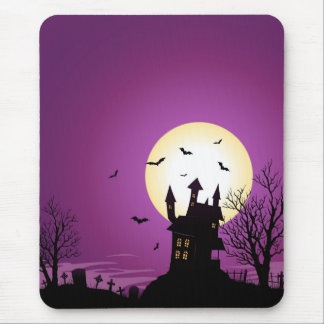 Tapis De Souris Château hanté par Halloween de bande dessinée