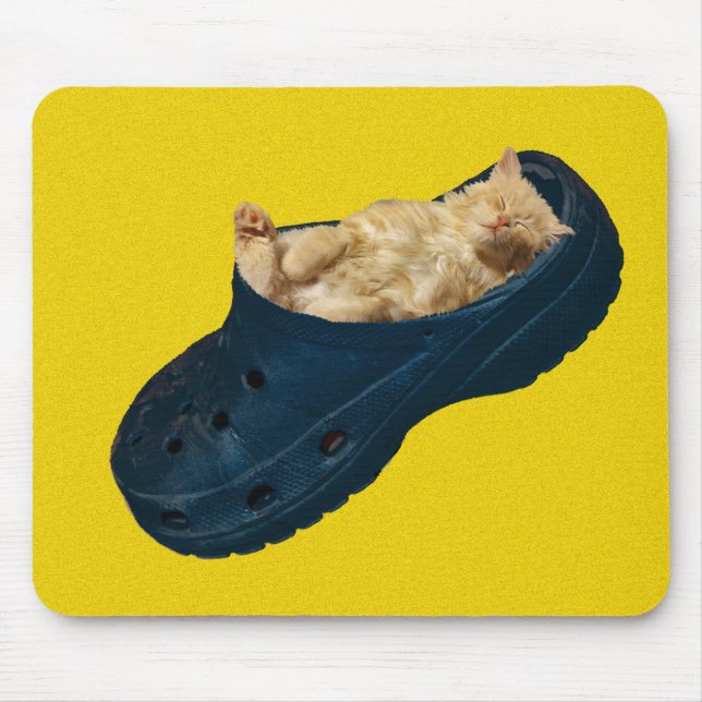 Tapis De Souris Chaton À Dormir En Chaussure Croc, Mousepad (Devant)