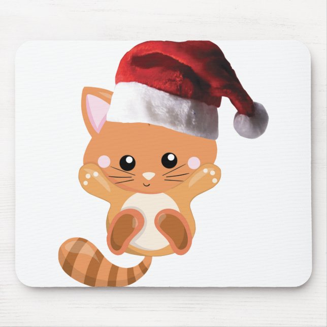 Tapis De Souris chaton à tabby orange de Noël (Devant)