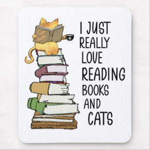 Tapis De Souris Chaton Amoureux de Livres Drôle Lecteur Chat Chato