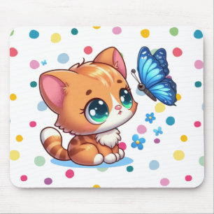 Tapis De Souris Chaton/chat mignon & papillon