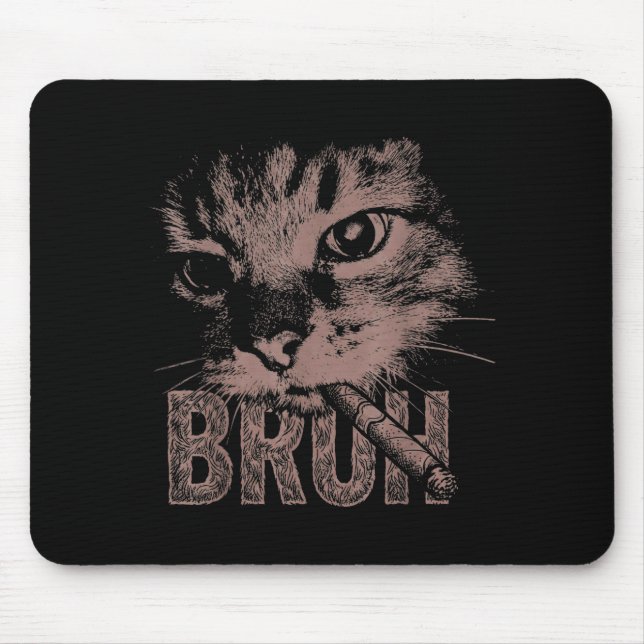 Tapis De Souris Chaton cigarette drôle chat qui fume mème stupide (Devant)