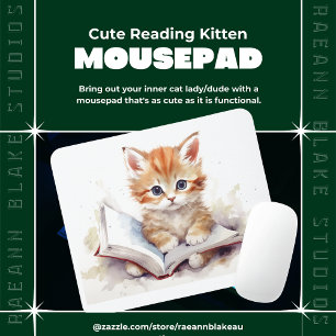 Tapis de souris chaton lisant mignon