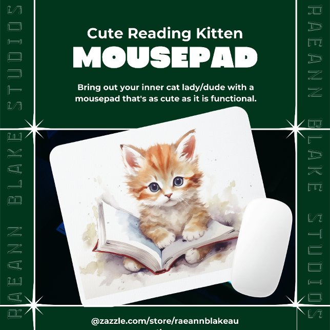 Tapis de souris chaton lisant mignon (Créateur téléchargé)
