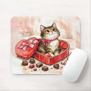 Tapis De Souris Chaton tigré assis dans une boîte de bonbons