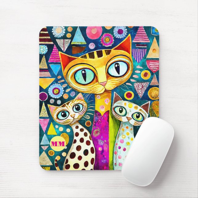 Tapis De Souris Chats abstraits cool (Avec souris)