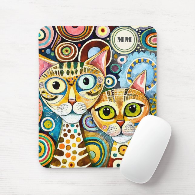 Tapis De Souris Chats abstraits cool (Avec souris)