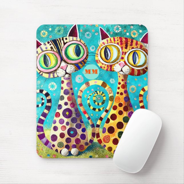 Tapis De Souris Chats abstraits cool (Avec souris)