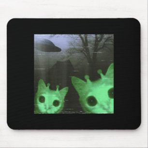 Tapis De Souris Chats Aliens Ufo Drôle Chat Effrayant Mème Pour Ho