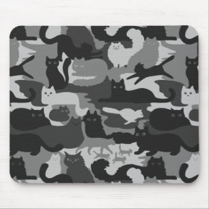 Tapis De Souris Chats Camouflés Gris Motif Chats Kitty Gris Camo