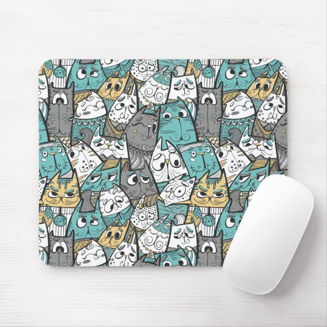 Tapis De Souris Chats caricaturaux amusants (Avec souris)
