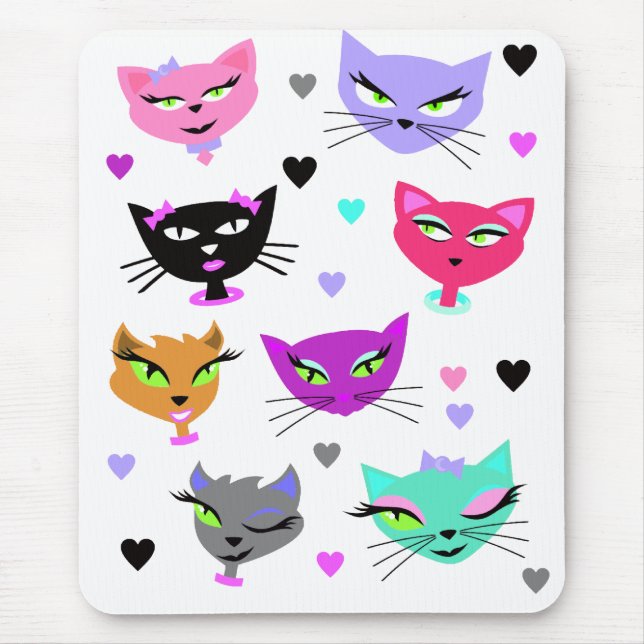 Tapis De Souris Chats colorés (Devant)