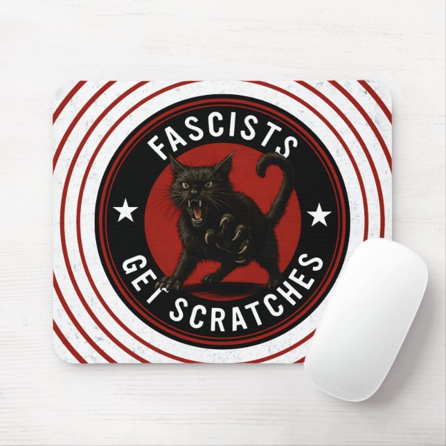 Tapis De Souris Chats contre les fascistes (Avec souris)
