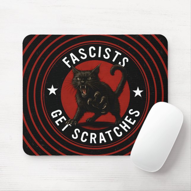 Tapis De Souris Chats contre les fascistes (Avec souris)