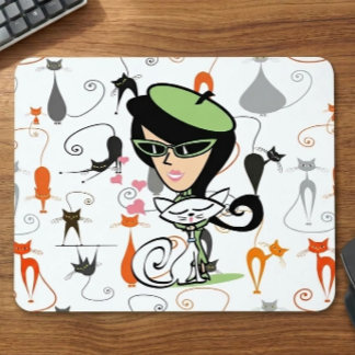Tapis De Souris Chats Cool Mid Century