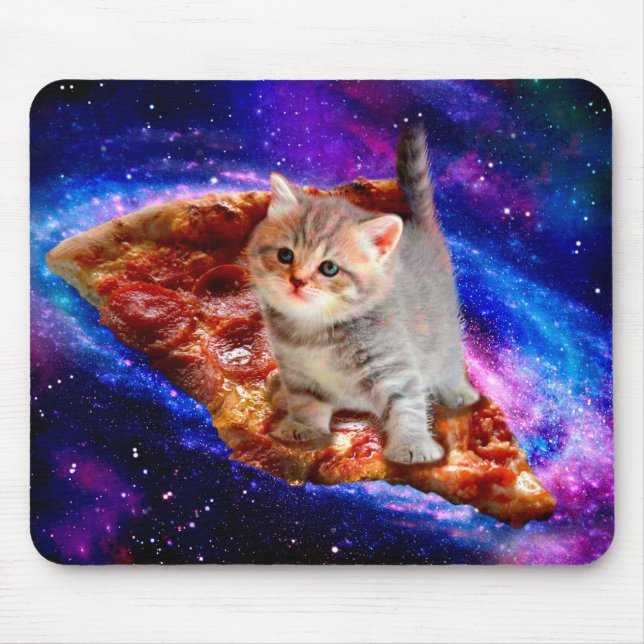 Tapis De Souris Chats dans la pizza spatiale (Devant)