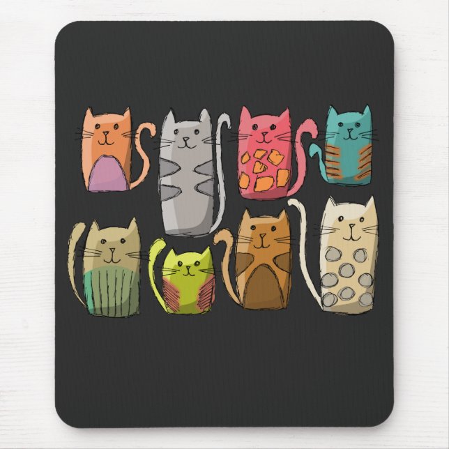 Tapis De Souris Chats dans une rangée (Devant)