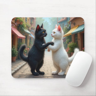 Tapis De Souris Chats Danse Lente Sur La Rue Cobblestone
