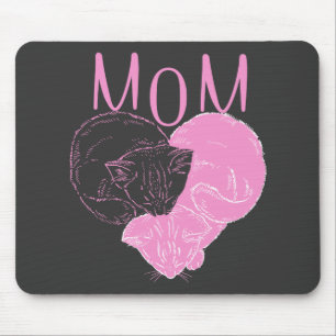 Tapis De Souris Chats de coeur MOM rose