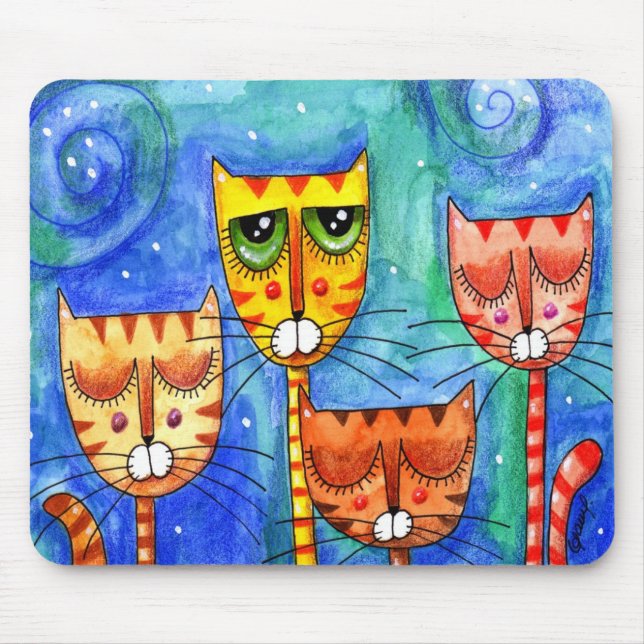 Tapis De Souris Chats de couleur - Mousepad (Devant)