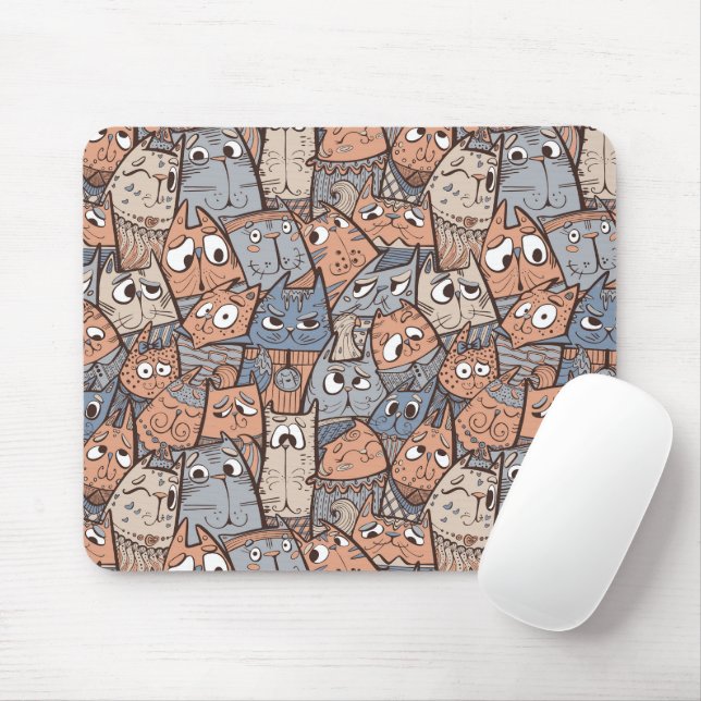 Tapis De Souris Chats de dessin animé drôles (Avec souris)