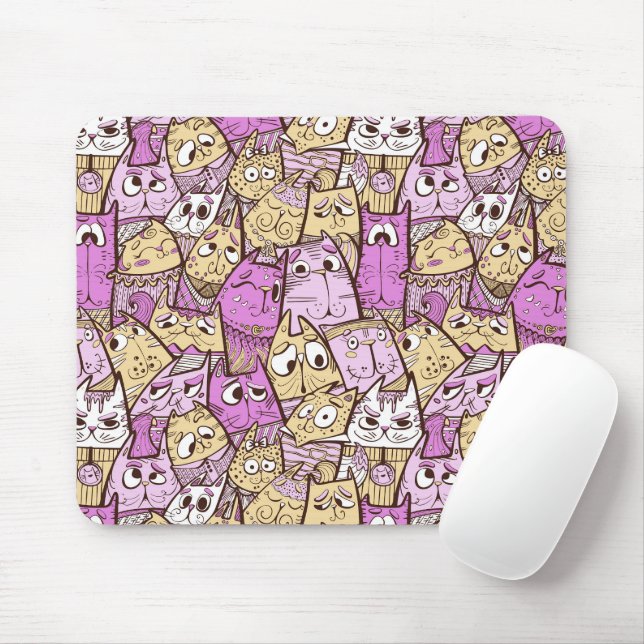 Tapis De Souris Chats de dessin animé drôles (Avec souris)