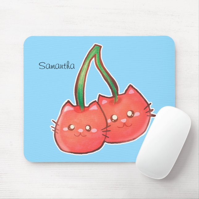 Tapis De Souris Chats de fruits de cerise (Avec souris)