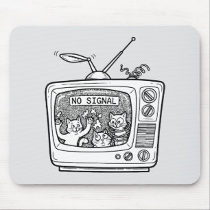 Tapis De Souris Chats de la TV Rétro sans Signal