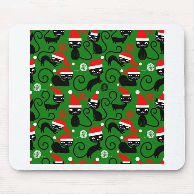 Tapis De Souris chats de Noël père Noël (Devant)