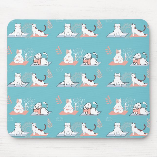 Tapis De Souris Chats de yoga Lotus (Devant)