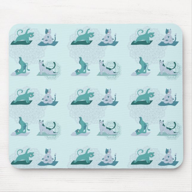 Tapis De Souris Chats de Yoga Verts (Devant)