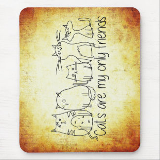 Tapis De Souris chats drôles amis dessin animé blanc brun