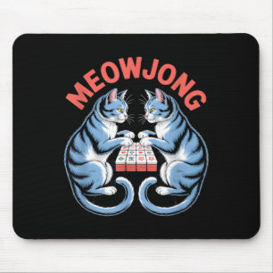 Tapis De Souris Chats drôles de Meowjong jouant aux tuiles de Mahj