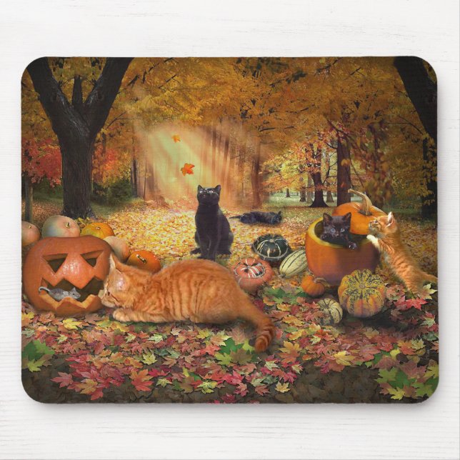 Tapis De Souris Chats en automne (Devant)