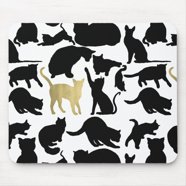 Tapis De Souris Chats en or noir (Devant)